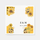 Serviette En Papier Mariage de l'abeille du tournesol jaune (Devant)
