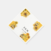 Serviette En Papier Mariage de l'abeille du tournesol jaune (Coin)