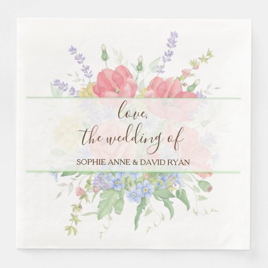 Serviette En Papier Mariage de l'aquarelle rustique Fleurs sauvages de (Devant)