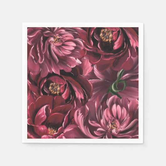 Serviette En Papier Mariage de l'élégance des fleurs de Bourgogne (Devant)