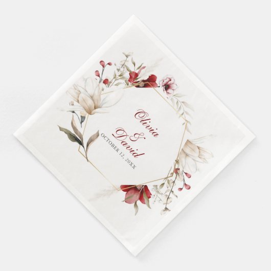 Serviette En Papier Mariage de l'élégance hivernale de Bourgogne (Coin)