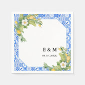 Serviette En Papier Mariage de lémurien bleu méditerranéen (Devant)