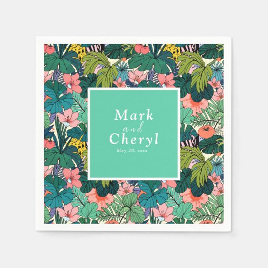 Serviette En Papier Mariage de l'Hibiscus de Bohême (Devant)