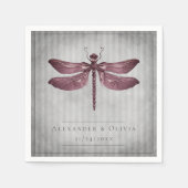 Serviette En Papier Mariage de libellules à bijoux Magenta (Devant)