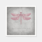 Serviette En Papier Mariage de libellules à bijoux rose (Devant)