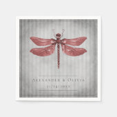 Serviette En Papier Mariage de libellules à bijoux rouges (Devant)