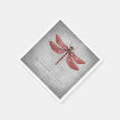 Serviette En Papier Mariage de libellules à bijoux rouges (Coin)