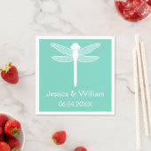 Serviette En Papier Mariage de libellules turquoise (En situation)
