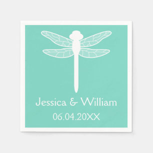 Serviette En Papier Mariage de libellules turquoise