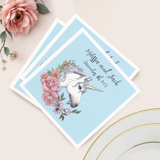 Serviette En Papier Mariage de licorne blanche