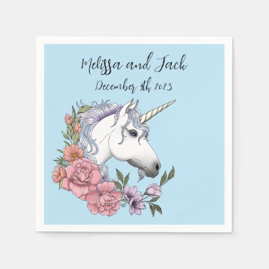 Serviette En Papier Mariage de licorne blanche (Devant)