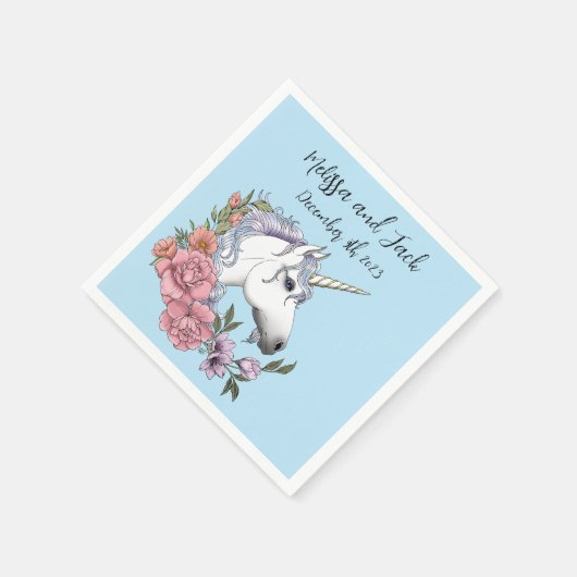 Serviette En Papier Mariage de licorne blanche (Coin)