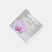 Serviette En Papier Mariage de l'orchidée rose et du voile blanc (Coin)
