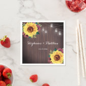 Serviette En Papier Mariage de lumière de pot de tournesol rustique (En situation)