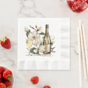 Serviette En Papier Mariage de lunettes de bouteille Magnolias et Cham