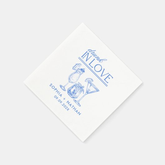 Serviette En Papier Mariage De Lunettes De Vin Personnalisées Drunin I (Coin)