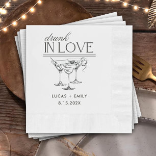 Serviette En Papier Mariage De Lunettes De Vin Personnalisées Drunin I