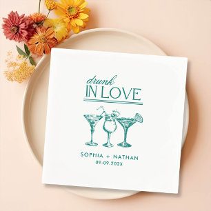 Serviette En Papier Mariage De Lunettes De Vin Personnalisées Drunin I