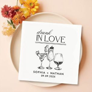 Serviette En Papier Mariage De Lunettes De Vin Personnalisées Drunin I