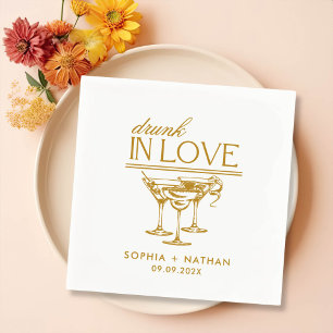 Serviette En Papier Mariage De Lunettes De Vin Personnalisées Drunin I