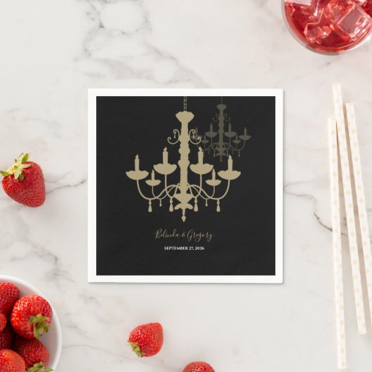 Serviette En Papier Mariage de lustre en or noir (En situation)