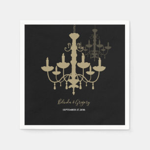 Serviette En Papier Mariage de lustre en or noir