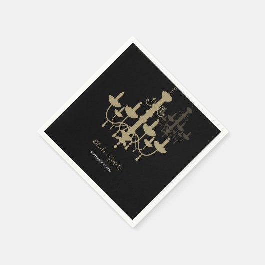 Serviette En Papier Mariage de lustre en or noir (Coin)