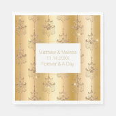 Serviette En Papier Mariage de lustres de Parties scintillant d'or (Devant)