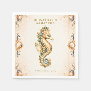 Serviette En Papier Mariage de luxe au bord de la mer avec hippocampe