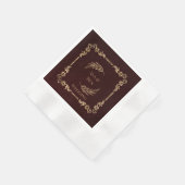 Serviette En Papier Mariage de luxe Bourgogne et or (Coin)