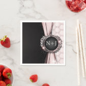 Serviette En Papier Mariage de luxe élégant rose & noir (En situation)