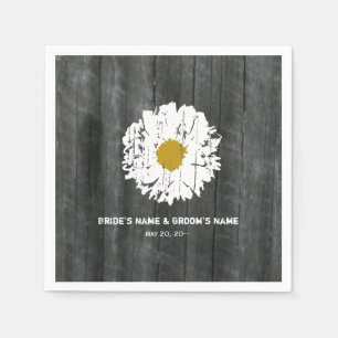 Serviette En Papier Mariage de marguerite en bois de Barnwood