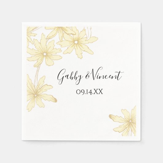 Serviette En Papier Mariage de marguerites jaune pâle (Devant)