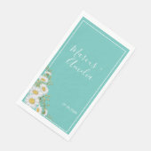 Serviette En Papier Mariage de marguerites Turquoises et blanches (Coin)