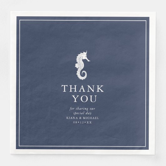 Serviette En Papier Mariage de mer Blue Wave V3 ID836 (Devant)