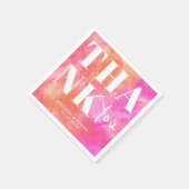 Serviette En Papier Mariage de Merci Abstrait rose et orange (Coin)