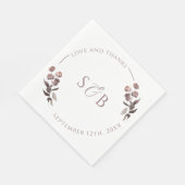 Serviette En Papier Mariage de Merci floral pourpre (Coin)