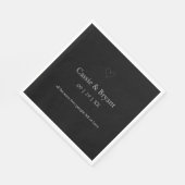 Serviette En Papier Mariage de Merci noir et blanc moderne (Coin)