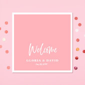 Serviette En Papier Mariage de Merci rose