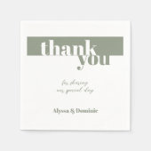 Serviette En Papier Mariage de Merci vert Sage moderne (Devant)