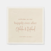 Serviette En Papier Mariage de message de bienvenue de script minimali (Devant)