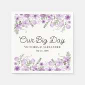 Serviette En Papier Mariage de message personnalisé mou violet (Devant)