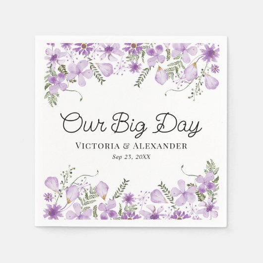 Serviette En Papier Mariage de message personnalisé mou violet (Devant)