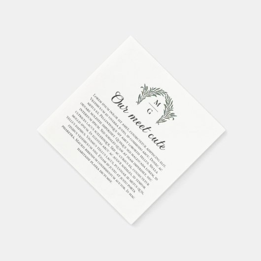 Serviette En Papier Mariage de monogramme à arc vert rencontre mignonn (Coin)