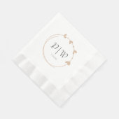 Serviette En Papier Mariage de monogramme Beige Simple Heart (Coin)