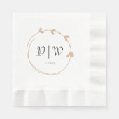 Serviette En Papier Mariage de monogramme Beige Simple Heart (Devant)
