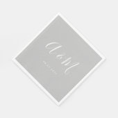 Serviette En Papier Mariage de monogramme blanc argenté (Coin)