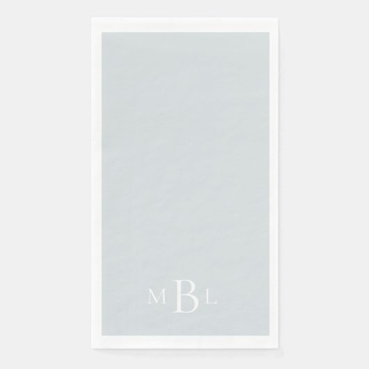 Serviette En Papier Mariage de monogramme blanc bleu-Dusty (Devant)