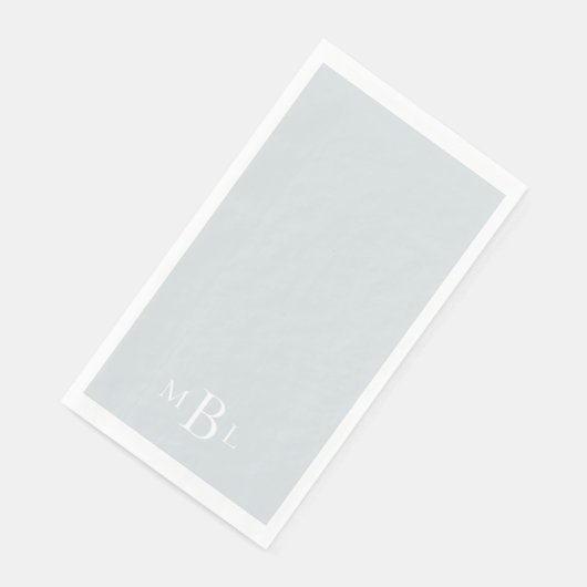 Serviette En Papier Mariage de monogramme blanc bleu-Dusty (Coin)