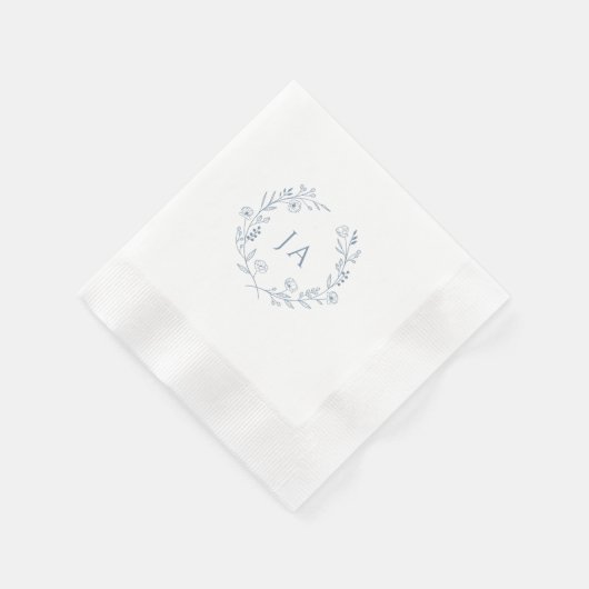 Serviette En Papier Mariage de monogramme bleu foncé (Coin)